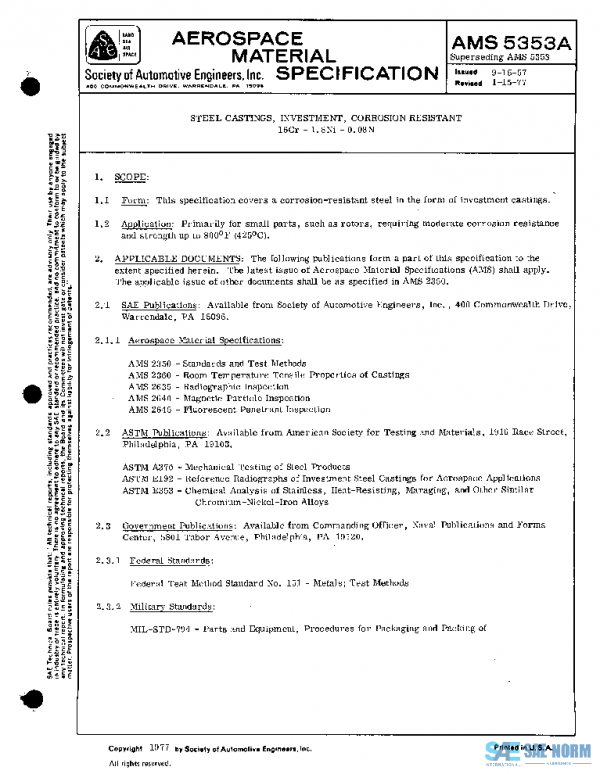 SAE AMS5353A PDF SAE AMS5353A PDF