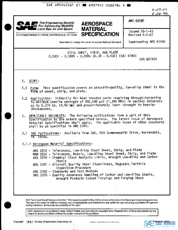 SAE AMS6358F PDF SAE AMS6358F PDF