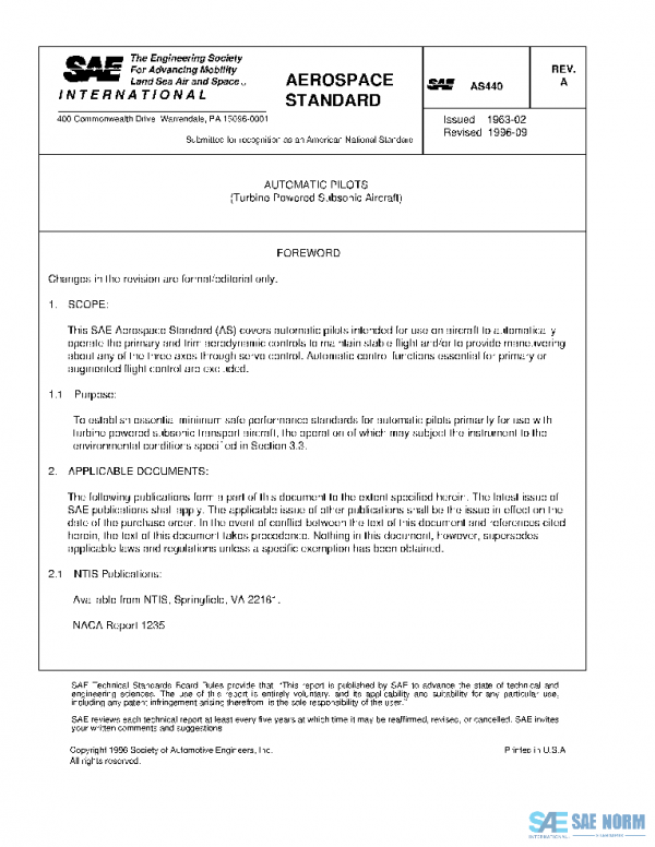 SAE AS440A PDF SAE AS440A PDF