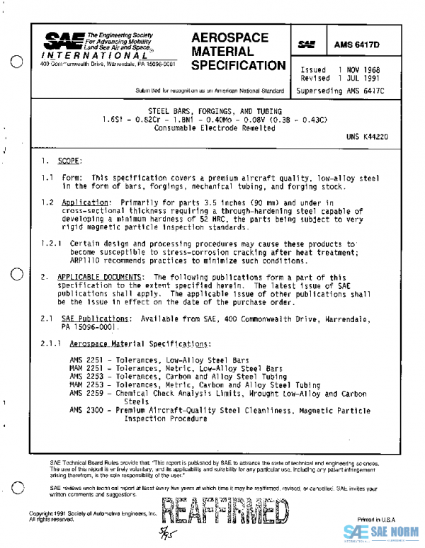 SAE AMS6417D PDF SAE AMS6417D PDF