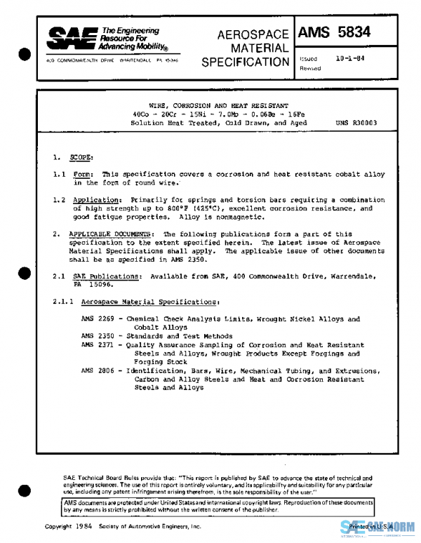 SAE AMS5834 PDF SAE AMS5834 PDF