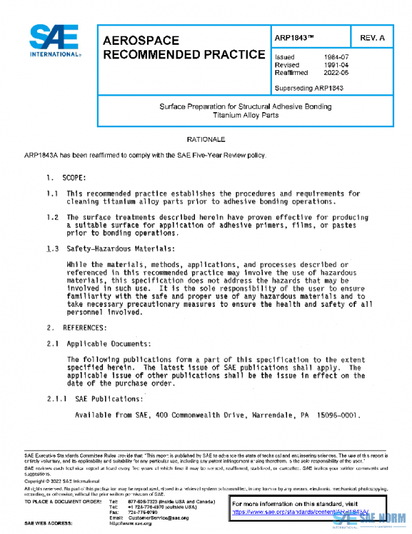 SAE ARP1843A PDF SAE ARP1843A PDF