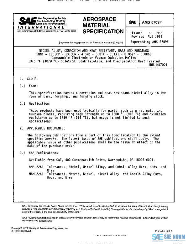 SAE AMS5709F PDF
