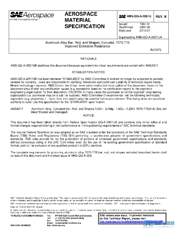 SAE AMSQQA200/15B PDF SAE AMSQQA200/15B PDF