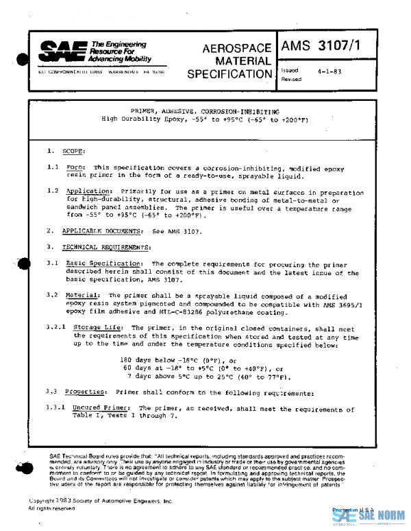 SAE AMS3107/1 PDF SAE AMS3107/1 PDF