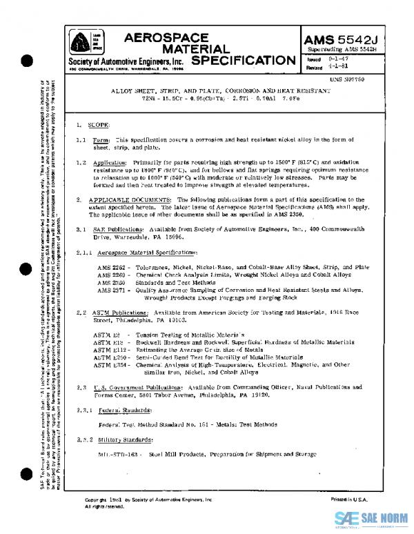 SAE AMS5542J PDF SAE AMS5542J PDF