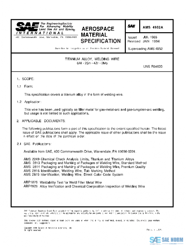 SAE AMS4952A PDF SAE AMS4952A PDF