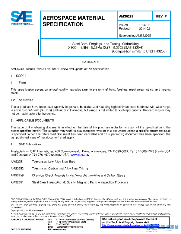 SAE AMS6299F PDF SAE AMS6299F PDF