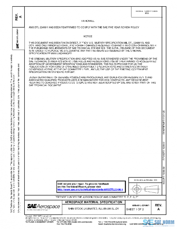 SAE AMSDTL22499/1A PDF SAE AMSDTL22499/1A PDF