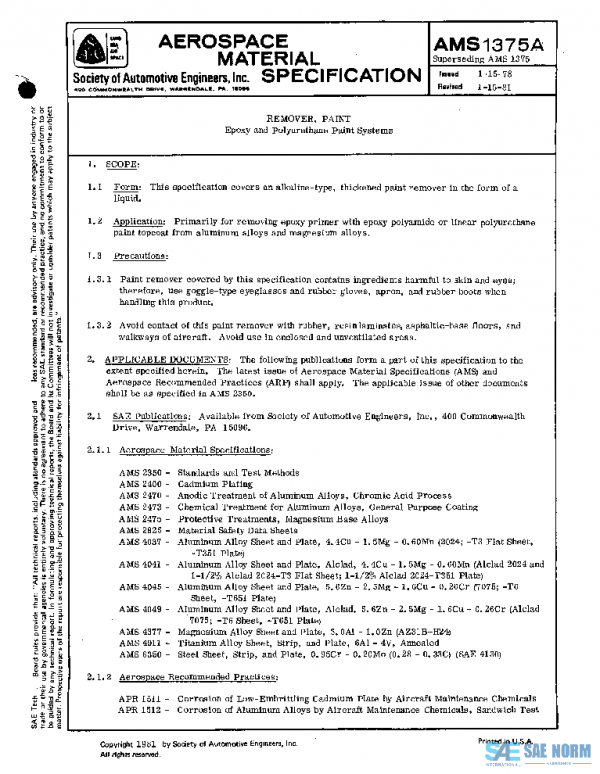 SAE AMS1375A PDF SAE AMS1375A PDF