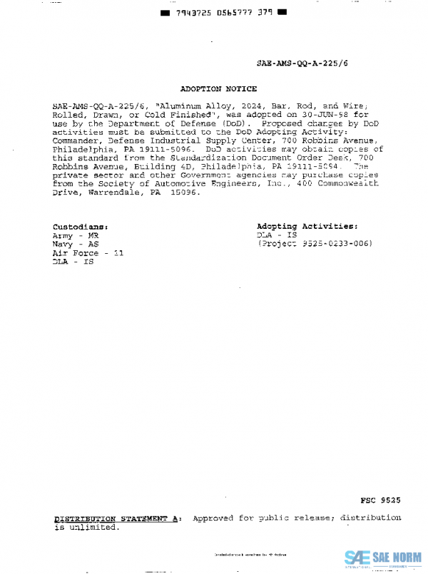 SAE AMSQQA225/6 PDF SAE AMSQQA225/6 PDF