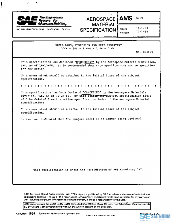 SAE AMS5729 PDF SAE AMS5729 PDF