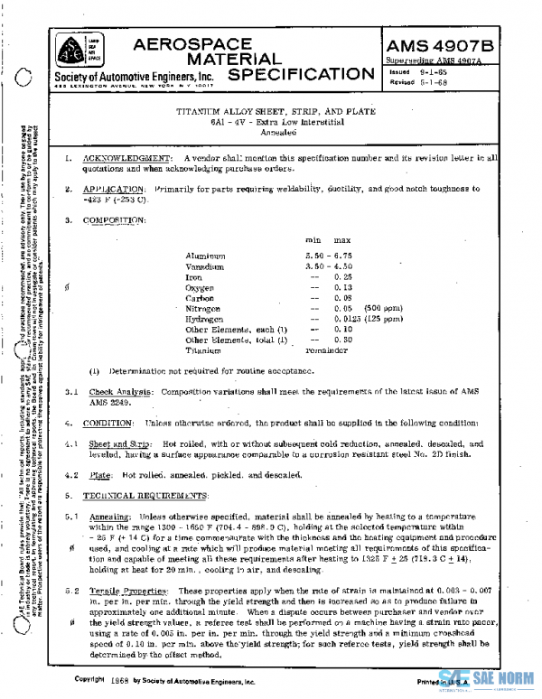 SAE AMS4907B PDF SAE AMS4907B PDF