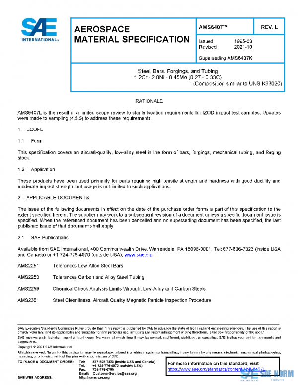 SAE AMS6407L PDF SAE AMS6407L PDF