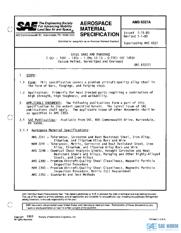 SAE AMS6527A PDF SAE AMS6527A PDF