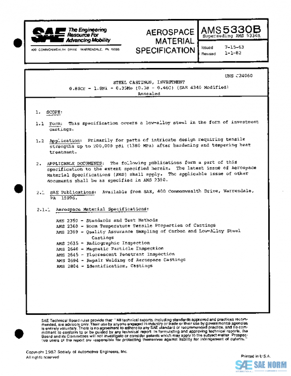 SAE AMS5330B PDF SAE AMS5330B PDF