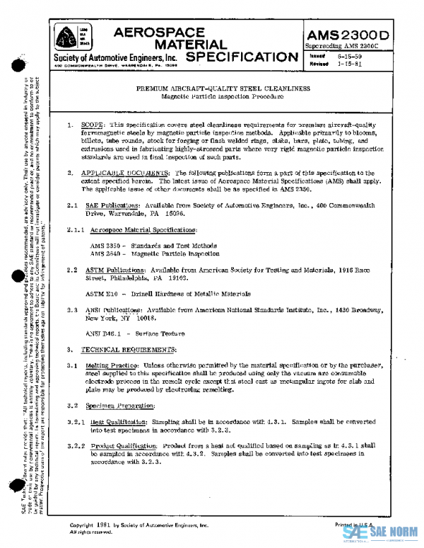 SAE AMS2300D PDF
