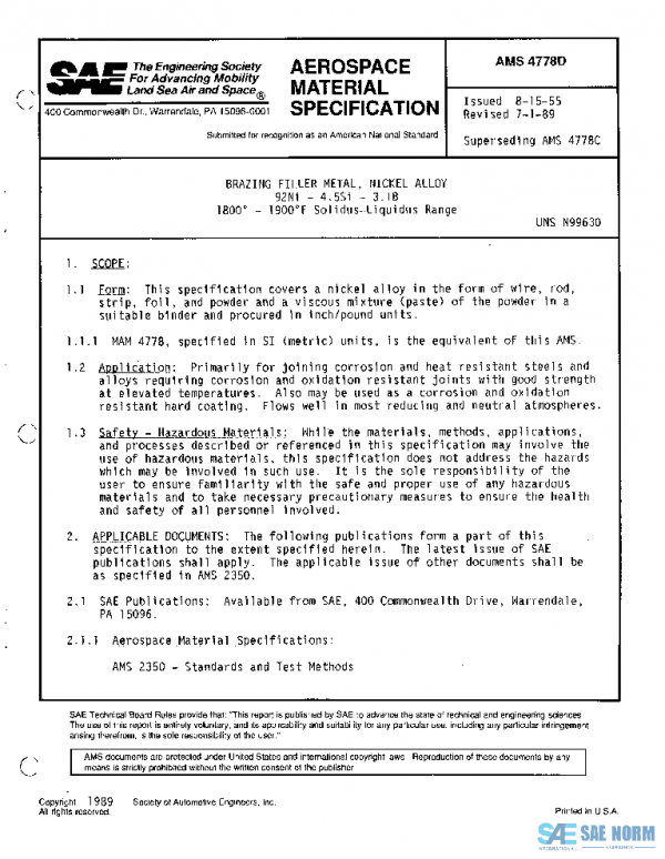 SAE AMS4778D PDF