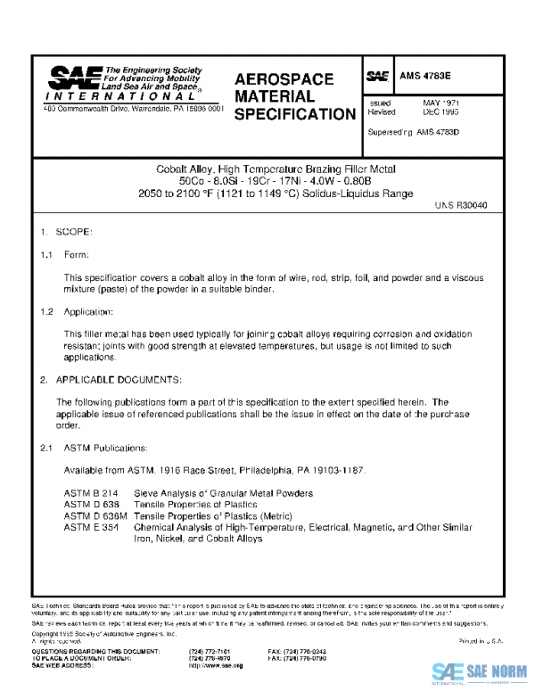 SAE AMS4783E PDF SAE AMS4783E PDF