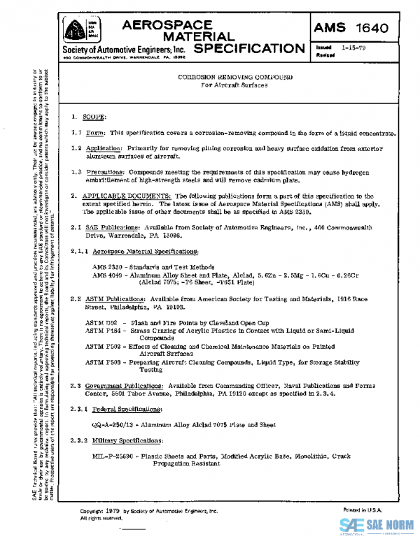 SAE AMS1640 PDF SAE AMS1640 PDF
