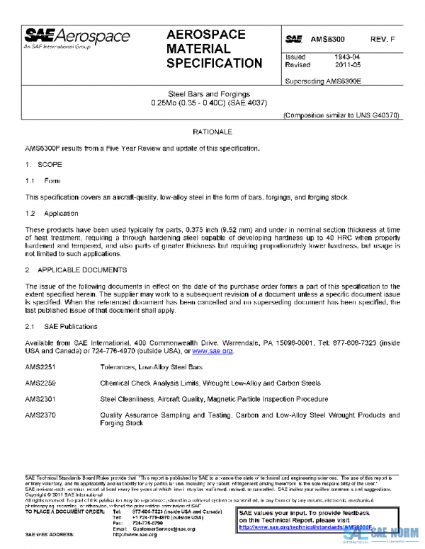 SAE AMS6300F PDF SAE AMS6300F PDF