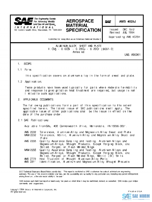 SAE AMS4025J PDF SAE AMS4025J PDF