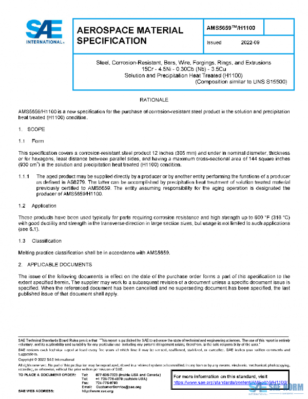 SAE AMS5659/H1100 PDF