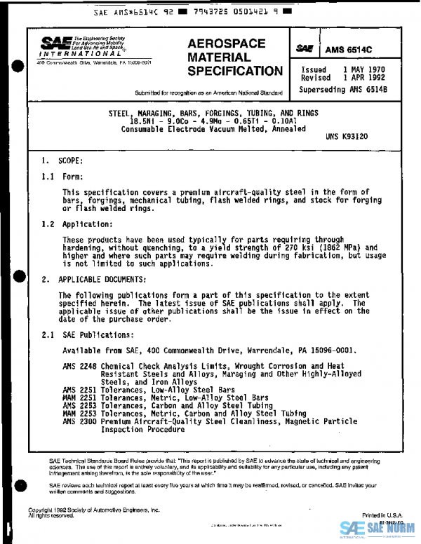 SAE AMS6514C PDF SAE AMS6514C PDF