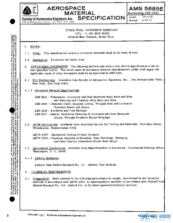 SAE AMS5685E PDF SAE AMS5685E PDF