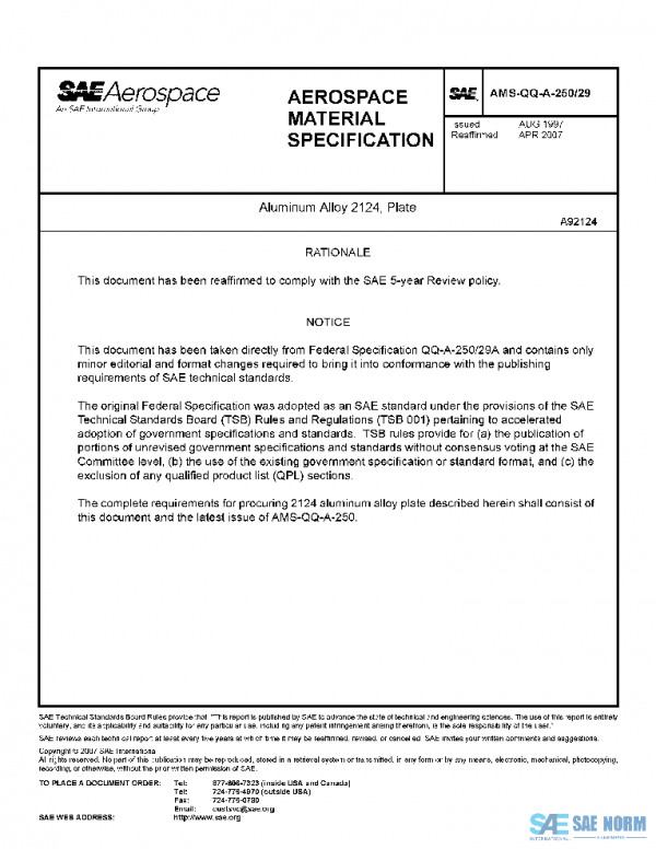 SAE AMSQQA250/29 PDF