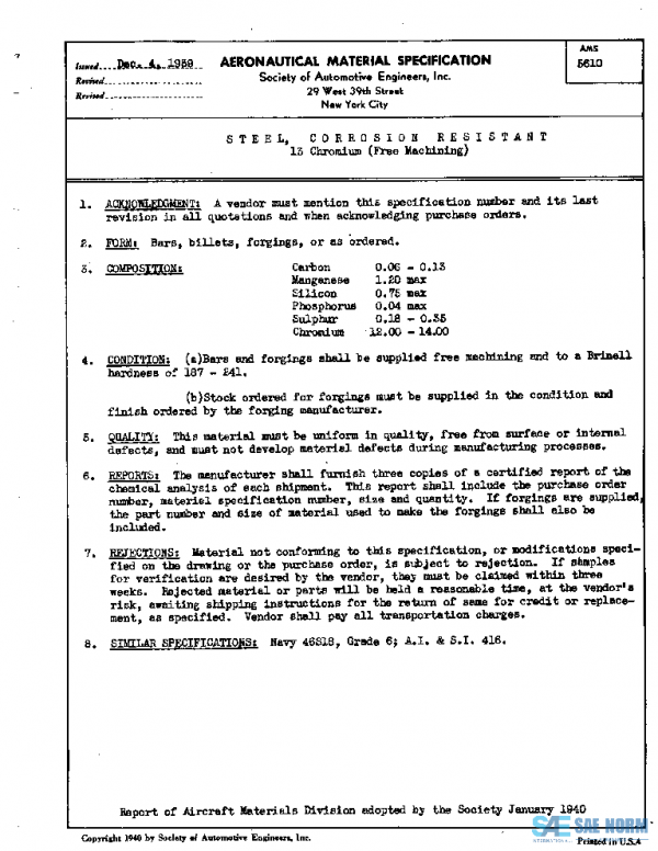 SAE AMS5610 PDF SAE AMS5610 PDF