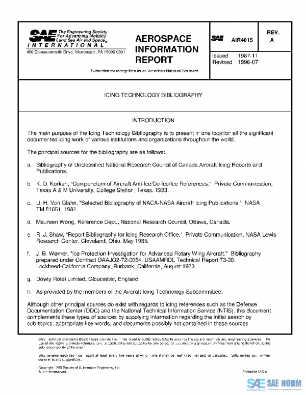 SAE AIR4015A PDF