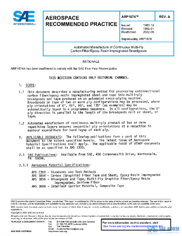 SAE ARP1674A PDF SAE ARP1674A PDF