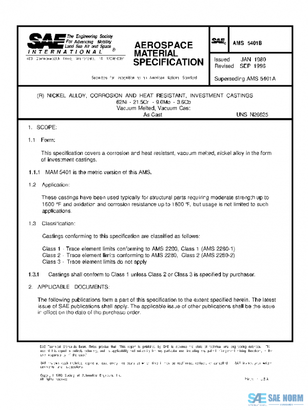 SAE AMS5401B PDF