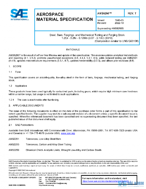 SAE AMS6260T PDF SAE AMS6260T PDF