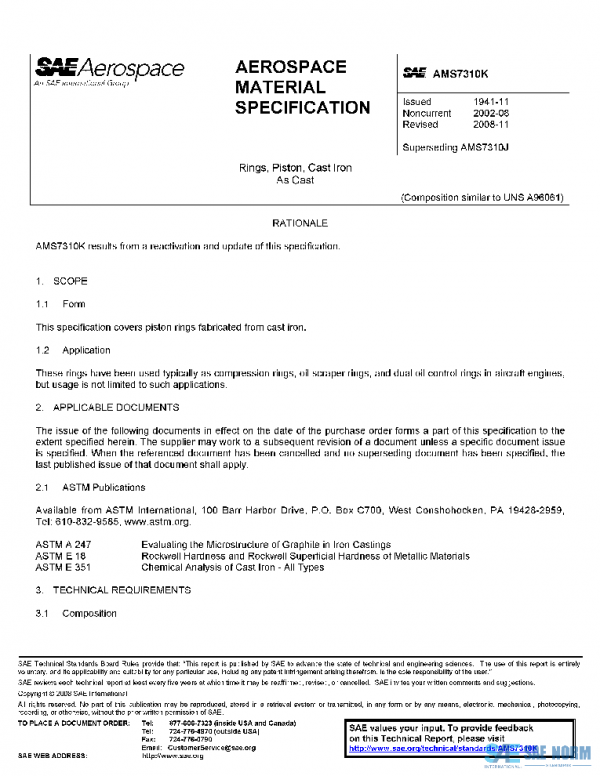 SAE AMS7310K PDF SAE AMS7310K PDF