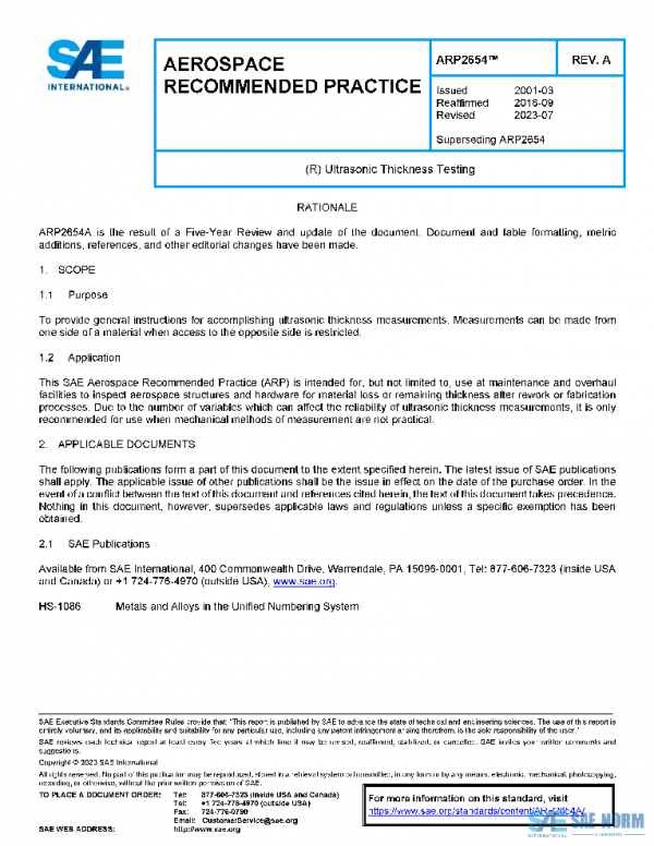 SAE ARP2654A PDF SAE ARP2654A PDF