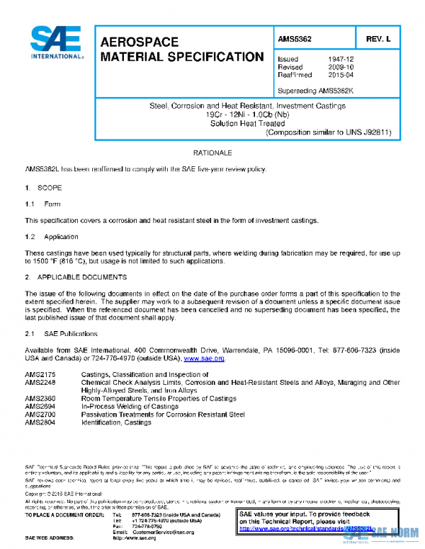 SAE AMS5362L PDF SAE AMS5362L PDF