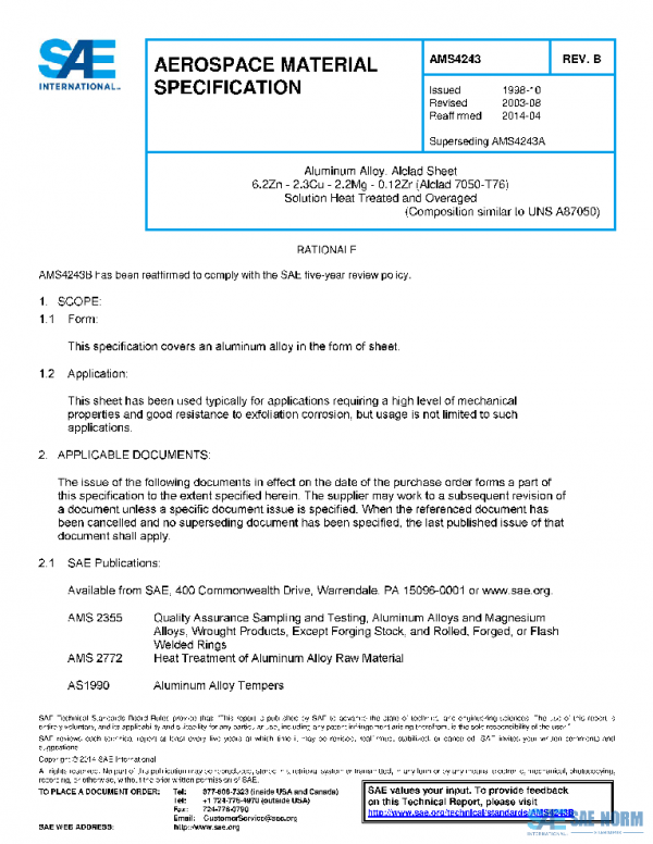 SAE AMS4243B PDF SAE AMS4243B PDF