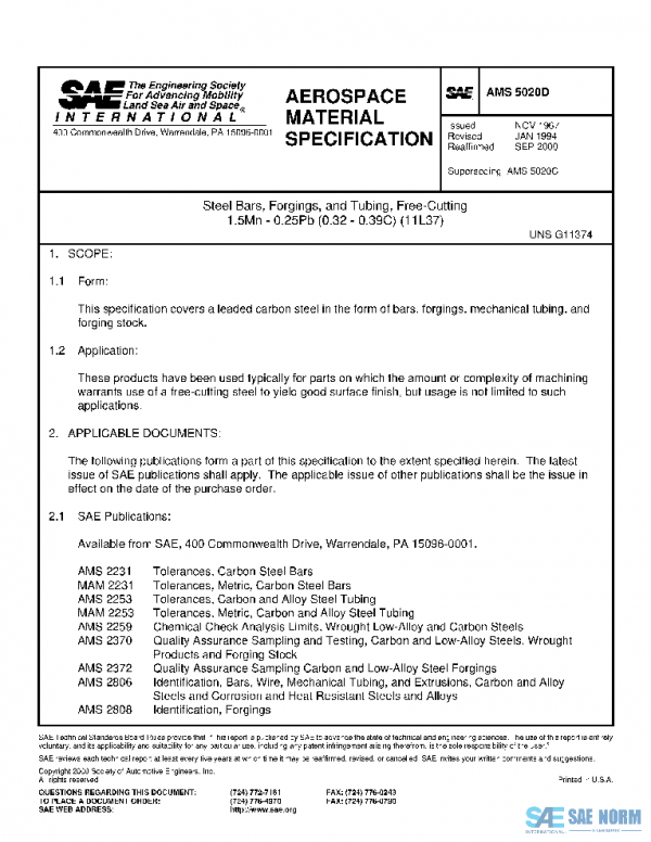 SAE AMS5020D PDF