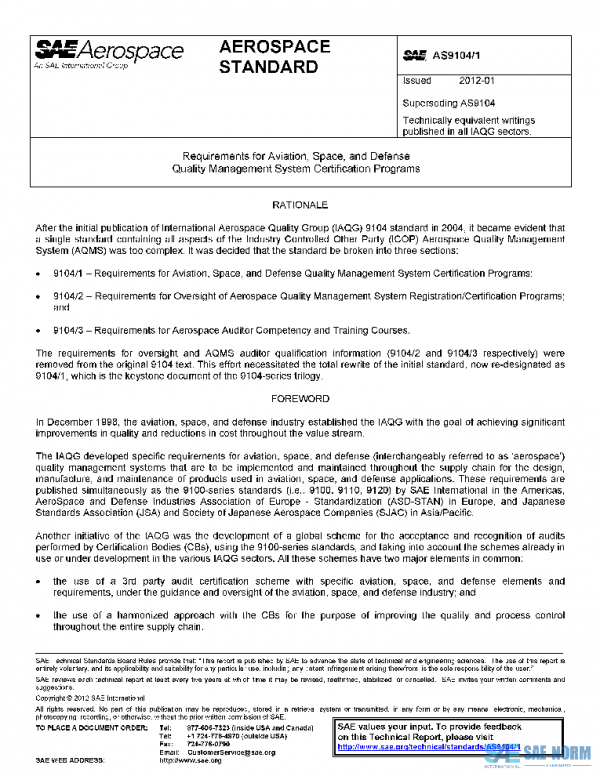 SAE AS9104/1 PDF