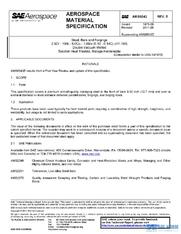 SAE AMS6543E PDF SAE AMS6543E PDF