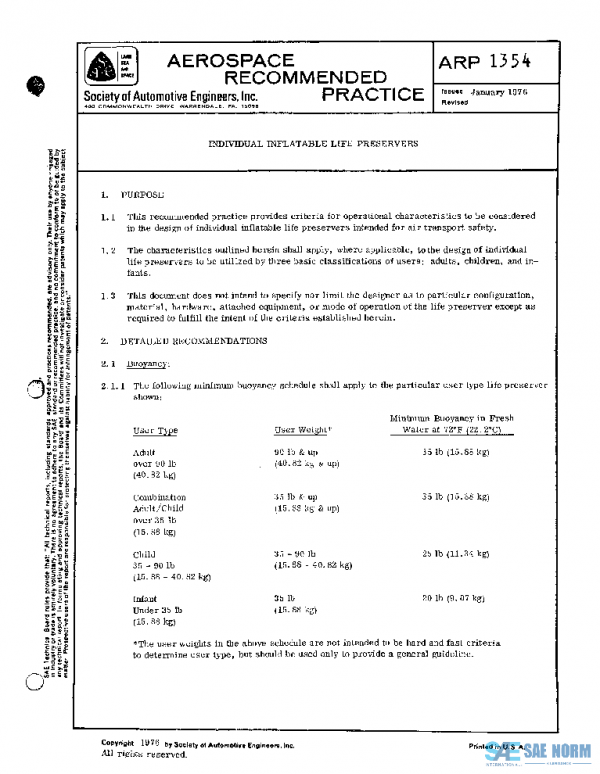 SAE ARP1354 PDF SAE ARP1354 PDF