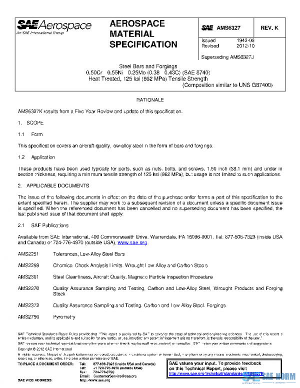 SAE AMS6327K PDF SAE AMS6327K PDF