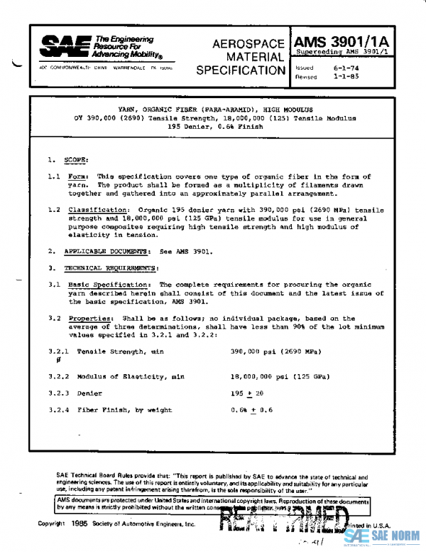 SAE AMS3901/1A PDF SAE AMS3901/1A PDF