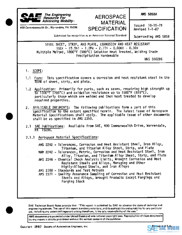 SAE AMS5858A PDF SAE AMS5858A PDF