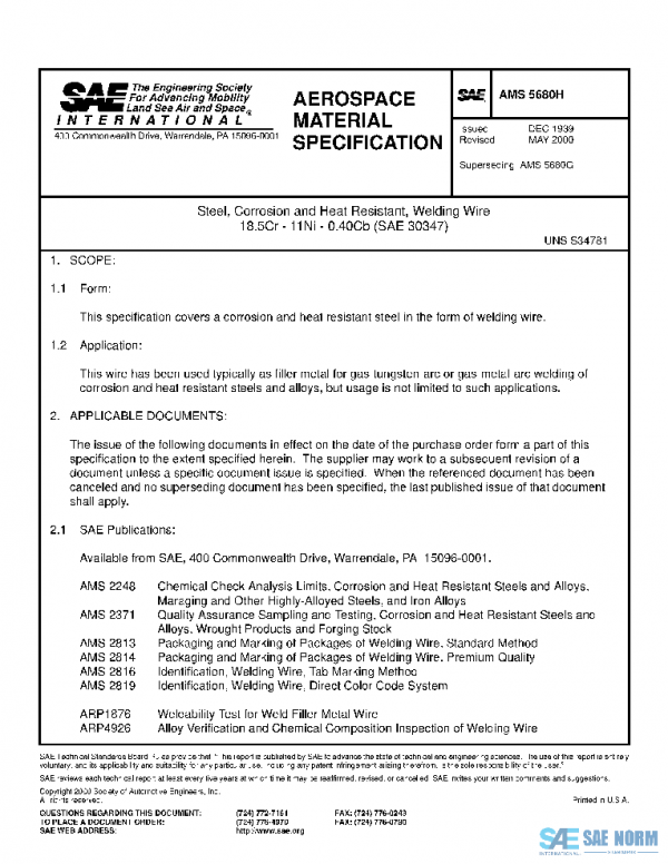 SAE AMS5680H PDF SAE AMS5680H PDF