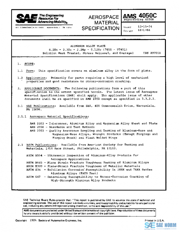 SAE AMS4050C PDF