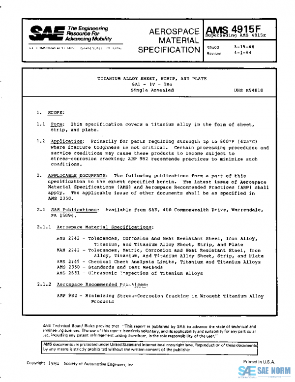 SAE AMS4915F PDF SAE AMS4915F PDF