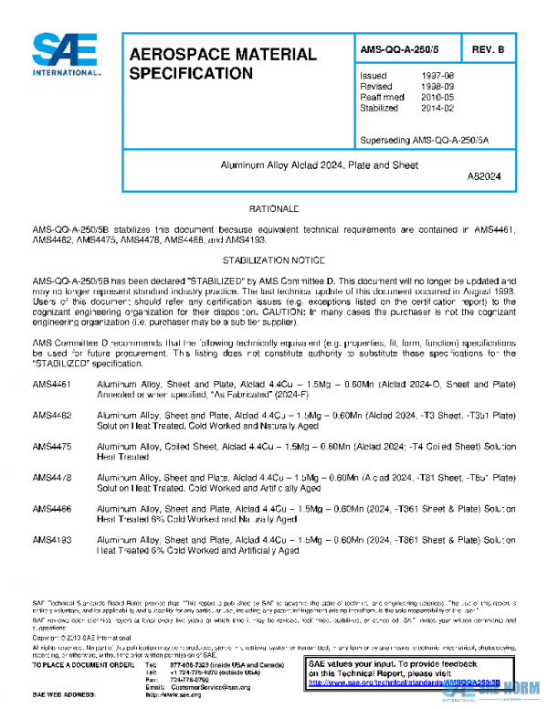 SAE AMSQQA250/5B PDF